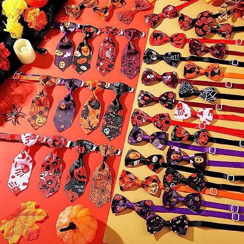 Chunful 150 Pcs Adjustable Halloween Dog Bow Ties & Pet Neckties, Ghost - Image 6