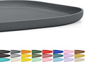 SMILOOL Small Silicone Pet Food Mat with Raised Edge for Food and Water Bowl, Square Dog Feeding Mats, Cat Food Trays for Floor Waterproof, Rubber Tray for Dogs and Cats, 12 x 12 x 0.7 Dark Gray