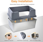 Stainless Steel Cat Litter Box with Lid, 23.7" L x 15.8" W x 13.8" H XL Metal Kitty Litter Box for Big Cats, High Sided Enclosure, Non-Sticky, Anti Urine Leakage, Easy Cleaning
