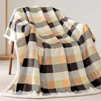 Touchat Sherpa Plaid Twin Blanket 60" X 70", Fuzzy Fluffy Soft Cozy Throw Blanket, Twin Size Plush Fleece Flannel Plush Microfiber Blanket for Couch Bed Sofa (Brown Color) - Image 4