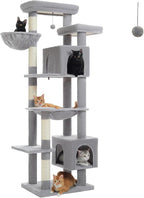 69" Tall Cat Tree for Indoor Cats Large Adult, Multi-Level Cat Tower | Multi-Level Cat Tree with Scratching Posts, Soft Padded Perch, 2 Dangling Toys
