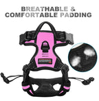 BARKBAY No Pull Dog Harness Front Clip Heavy Duty Reflective Easy Control Handle for Large Dog Walking(Pink,XL)