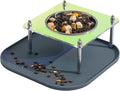 Elevated Cat Bowls with Food Mat Tilted 304 Stainless Steel Dishes for Cats | Whisker Friendly Shallow Dish, Tilted Design Anti-Vomiting, Durable Acrylic Base Feeder, Adjustable Raised Stands, Non-Slip