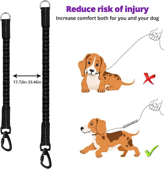 Long Dog Leash 50 FT: Heavy Duty Rope Leashes for Dogs Training with Swivel Lockable Hook Reflective Threads Bungee and Padded Handle - Dog Lead for Large Small Medium Dogs Outside Walking Hiking