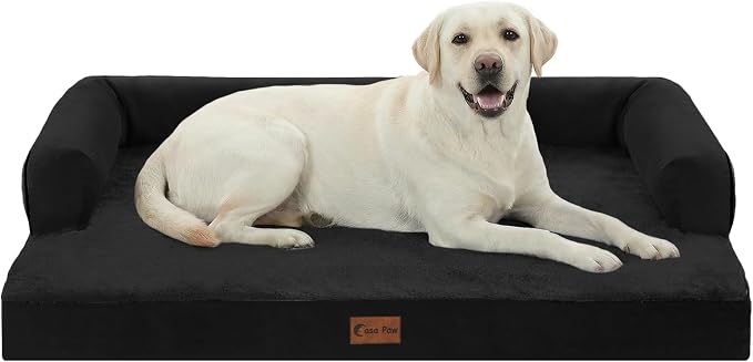 Orthopedic Washable Dog Bed for Extra Large Dogs, 45x35in, Black | Orthopedic Foam Relieves Joint Pressure, Bolsters Supports Head And Neck, Washable Cover, Non-Slip Bottom