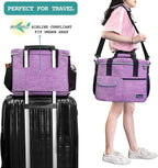 PetAmi Dog Travel Bag Organizer, Pet Travel Kit with 2 Food Containers & 2 Collapsible Dog Bowls, Pet Supplies Tote with Luggage Sleeve, Weekend Road Trip Camping Essentials, Purple, Medium
