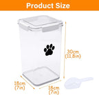 6L Dog Food Storage Container,Airtight Pet Food Storage Containers with Buckle-Lock Lids & Spoon,Plastic Cat Food Container,Dog Treat Container for Dog, Cat, Bird Seed - Bright White
