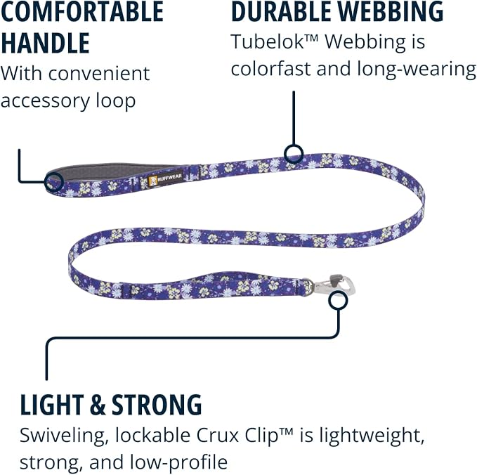 Ruffwear, Front Range Dog Leash, 5 ft Lead with Padded Handle for Everyday Walking, Wildflower