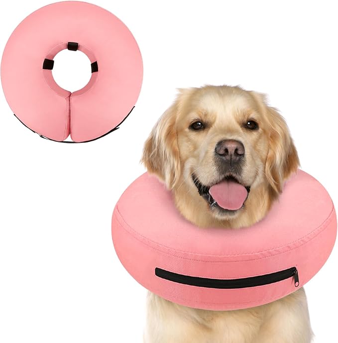 Supet Inflatable Dog Cone Collar Alternative After Surgery, Dog Neck Donut Collar Recovery E Collar to Stop Licking, Soft Dog Cone for Medium Large Dogs