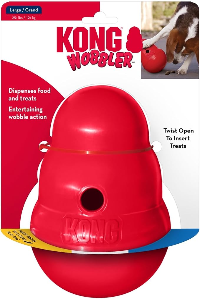 KONG Wobbler - Interactive Dog Toy for Treat Dispensing - Dog Slow Feeder for Healthy Eating - for Medium/Large Dogs