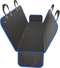 Active Pets Waterproof Hammock Standard Car Seat Cover, Fits Sedans Hatchbacks Crossovers Coupes Compact Vehicles, Secure Convertible Travel Bed Protects Backseat Cargo from Dogs, Black w/Blue Trim