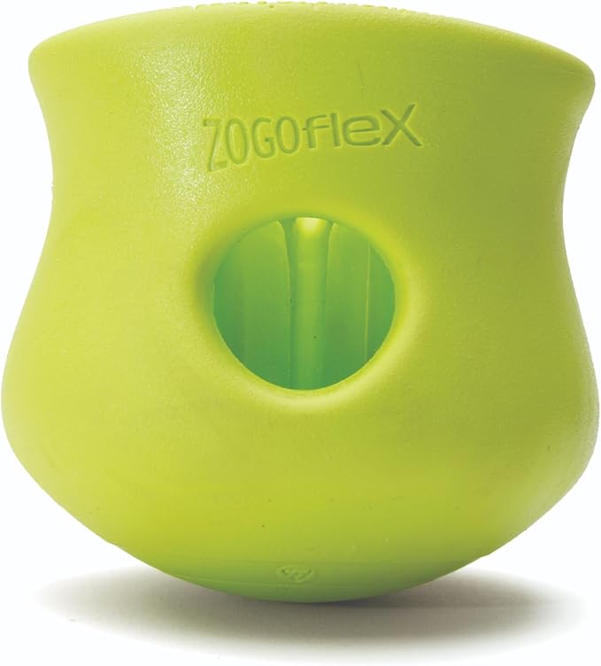 West Paw Zogoflex Toppl Interactive Treat Dispensing Puzzle Dog Toy for Mental Stimulation & Enrichment-Holds Kibble & Treats-Lickable, Freezable & Dishwasher Safe-Made in USA-Large-Granny Smith Green