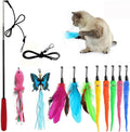 Retractable Cat Toy Wand 12 Packs Interactive Cat Feather Toys by M+JJYPET
