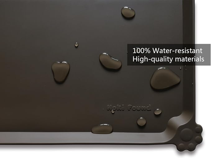 Hoki Found XX-Large Silicone Pet Food Mats Tray - Non Slip Pet Dog Cat Bowl Mats Placemat - Dog Pet Cat Feeding Mat - Waterproof Dog Cat Food Mats -Pet Water Mats for Carpet - Coffee