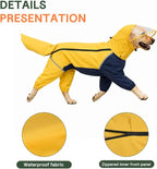 Full-Body Dog Raincoat with Detachable Hood, Waterproof Reflective Dog Rain Jacket with Tail Cover, Adjustable Fit and Leash Portal for Rainy Walks, Bright Yellow, X-Large