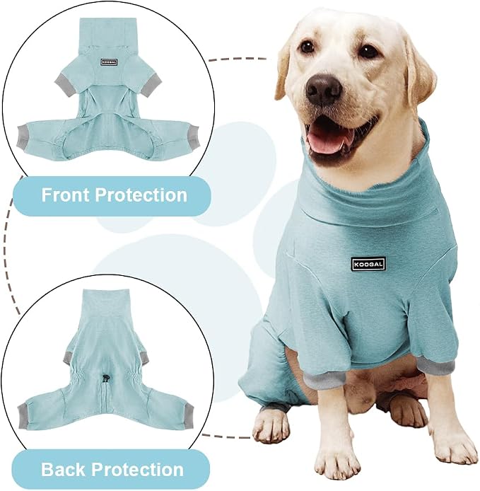 Dog Pyjamas PJS Sweater Clothes and Home Clothing Suitable for Small to Medium Breeds of Dogs, Dog Neutering Suits, Extra-Large Stretch Fabric, Four-Legged Clothes(Thin Blue, L)