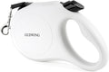 26FT Retractable Dog Leash, Heavy Duty Great Leash for Dog up to 110 lbs, 360° Tangle-Free RetractionOne-Handed Brake, Strong Nylon Tape (Large, White)