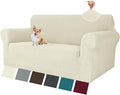 MAXIJIN Loveseat Cover Sofa Covers (55"-69"), 1-Piece Stretch Couch Covers for 2 Cushion Couch Love Seat Slipcover with Elastic Bottom for Kids,Dog (Loveseat, Diamond Pattern Beige)