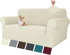 MAXIJIN Loveseat Cover Sofa Covers (55"-69"), 1-Piece Stretch Couch Covers for 2 Cushion Couch Love Seat Slipcover with Elastic Bottom for Kids,Dog (Loveseat, Diamond Pattern Beige)