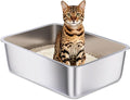 Stainless Steel Litter Box, Metal Litter Box High Sided 18"x14"x6" | Cat Litter Box Easy to Clean, Non-Stick Litterbox for Cats or Kittens, No-Smell Pet Supplies Toilet Tray