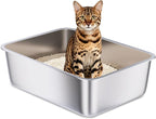 Stainless Steel Litter Box, Metal Litter Box High Sided 18"x14"x6" | Cat Litter Box Easy to Clean, Non-Stick Litterbox for Cats or Kittens, No-Smell Pet Supplies Toilet Tray