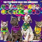 100 Pcs Dog Bandanas Bulk Adjustable Pet Scarves Mardi Gras M - Image 5