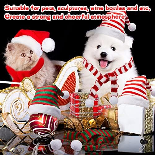 Weewooday 12 Pcs Mini Christmas Santa Hat Scarf Set, Medium, Stripe Style - Image 5