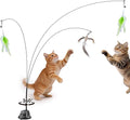 Interactive Cat Toys for Indoor Cats, Feather Wand | Flying Bird Cat Toy with 360° Movement, Enrichment Cat Teaser with 6.5cm Suction Cup, Self-Play Cat Toy for Bored Cats