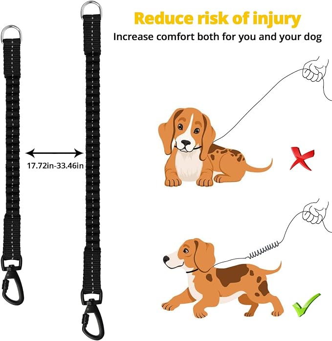 Long Dog Leash 15 FT: Heavy Duty Rope Leashes for Dogs Training with Swivel Lockable Hook Reflective Threads Bungee and Padded Handle - Dog Lead for Large Small Medium Dogs Outside Walking Hiking