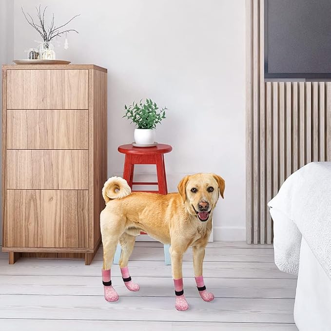 EXPAWLORER 6PCS Anti-Slip Dog Socks to Prevent Licking Paws,Dog Shoes for Hot Pavement,Best Paw Protector Traction Control on Hardwood Floor,Dog Booties for Puppy Small Medium Large Senior Dogs