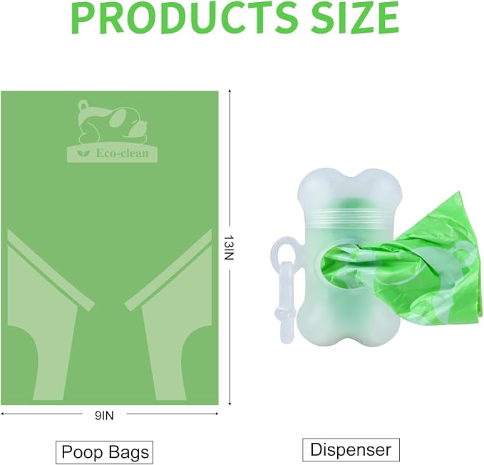 ECO-CLEAN 360 Count Dog Poop Bags with Dispenser, Leak-Proof, Unscented, 0.2 Ltr Capacity, Indoor/Outdoor Use | Leak-Proof, Unscented Doggie Waste Bags for Dogs, Cats