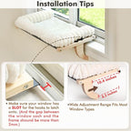 Cloud-Soft Cat Window Sill Perch with Zipper Designed Cushioned Bed, Supportive Cat Window Seat with Premium Solid Wood & Sturdy Metal Frame, Pet Hammock Bed for Large Cats (X-Large, White)