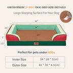 Comfort Expression Orthopedic Dog Bed for Extra Large Dogs with Bolster | Waterproof Dog Couch Bed with Washable Cover & Non-Slip Bottom, Supportive Egg Crate Foam XL Pet Bed, 42x30 Inch