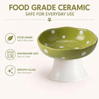 Mushroom Cat Bowl, Elevated Ceramic Cat Bowl, Avocado Green | Cute Mushroom Design • Avocado Green • Elevated Feeding • Whisker Friendly • Smooth Ceramic