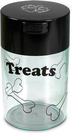 Tightpac Pawvac 1 to 6 Ounces Container, Airtight Pet Food and Treats Storage Jar - Patented Vacuum Seal Container for Pet Food, Treats and other Dry Goods - Clear with Treats