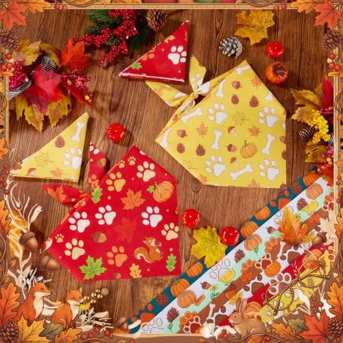 Preboun 50 Pcs Fall Paw Print Dog Bandanas Bulk, Autumn Thanksgiving Party - Image 5