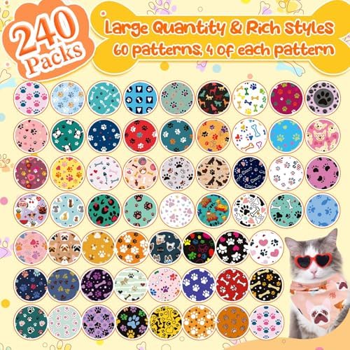 Geyoga 240 Pcs Dog Bandanas Bulk Summer Pet Bandanas with Paw Print - Image 3