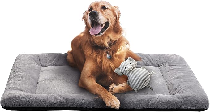 Dog Beds Crate Pad for Medium/Large Dogs Fit Dog Crates,Washable & Anti-Slip Kennel Pad for Dogs Cozy Sleeping Mat,Gray 42inch