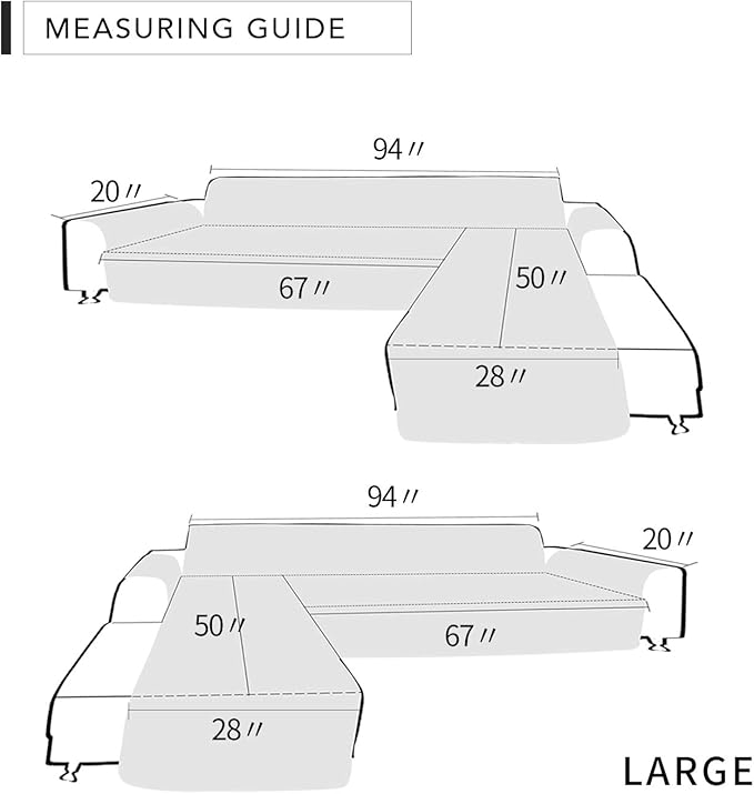 Easy-Going Reversible L-Shape Sectional Couch Cover, Large, Greyish Green | Soft Sofa Slipcover For Dogs, Fits Left/Right Chaise Lounge Protector, Water Resistant Mat For Living Room