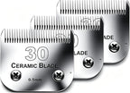 #30 Blade Dog Grooming Replacement Blades Compatible with Andis/Wahl/Oster | Dog Clippers,Detachable Ceramic Blade & Stainless Steel Blade,Size-30, 1/50-Inch Cut Length (64260),3Pack