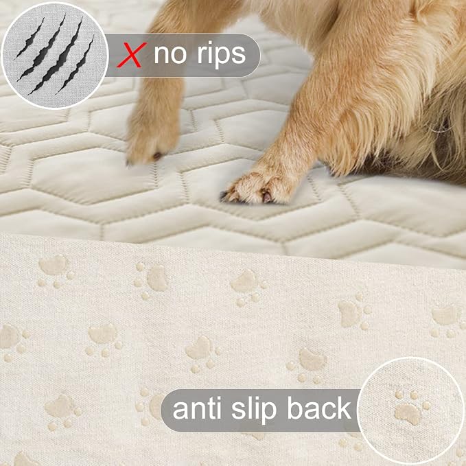 Tcksstex Waterproof and Anti-Slip Dog Bed Cover and Pet Blanket Sofa Pet Bed Mat ，car Incontinence Mattress Protectors Furniture Couch Cover for Most Cats Dogs, Pets（40x50-Ivory）