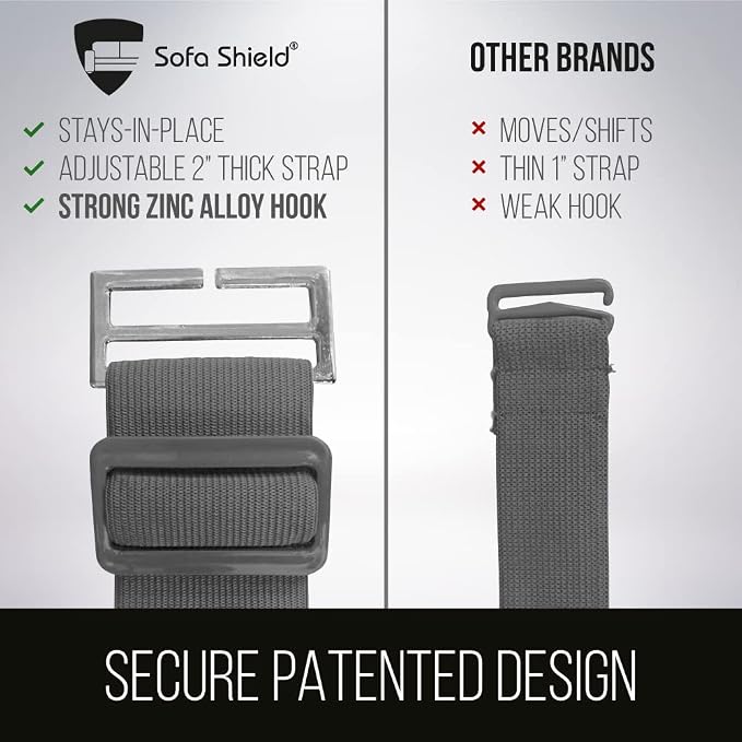 Sofa Shield® Couch Slip Covers for Dogs, Reversible Furniture Protector with Strap, Stain and Tear Resistant Cushion Cover, 62 inch Seat, Machine Washable Slipcover Pets, Cats, Latte Linen