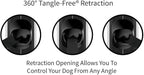 TUG Tiny 360° Tangle-Free Retractable Dog Leash with Anti-Slip Handle | 10 ft Nylon Tape| One-Handed Brake, Pause, Lock (White)