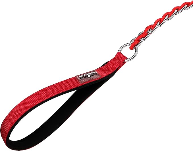 S-ETOVUS-Chain Dog Leash, Bite-Proof Metal Leash, with Padded Handle | Three Sizes 7.25FT/5.2FT/4FT, Woven From Nylon Rope And Chain, Durable And Bite-Resistant, Comfortable With Padded Handles