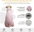 Dog Pyjamas PJS Sweater Clothes and Home Clothing Suitable for Small to Medium Breeds of Dogs, Dog Neutering Suits, Extra-Large Stretch Fabric, Four-Legged Clothes (Thin Pink, L)