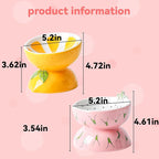 Hamiledyi Ceramic Raised Cat Bowl Anti Vomiting Elevated Tilted Cat Food & Water Bowls 2PCS Pet Feeder Dish for Indoor Kitty and Small Dogs(Lemons & Pitaya)
