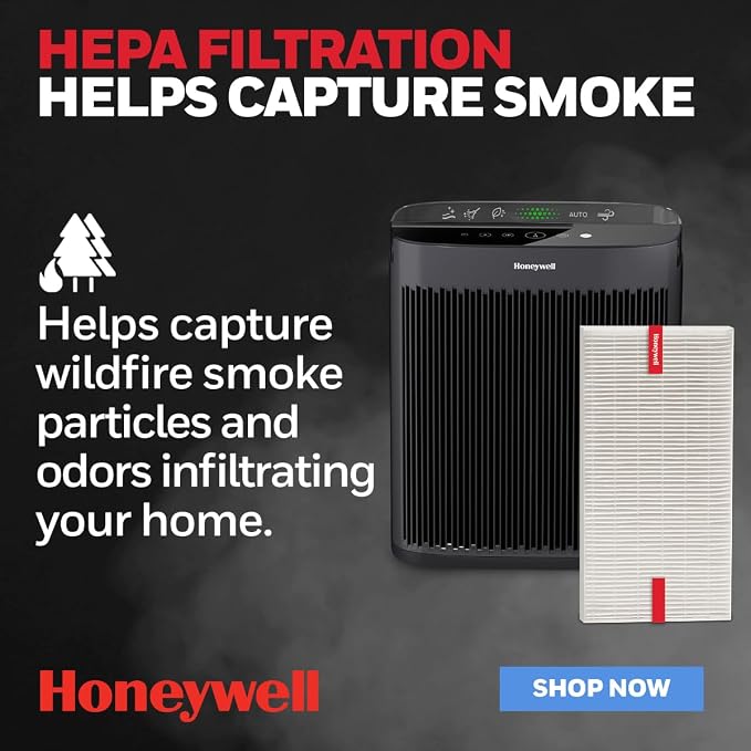 Honeywell HEPA Air Purifier Filter R, 2-Pk for HPA 100/200/300 5000 Series | Airborne Allergen Air Filter Targets Wildfire/Smoke, Pollen, Pet Dander and Dust