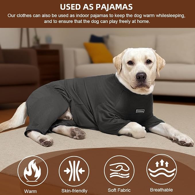 Dog Pyjamas PJS Sweater Clothes and Home Clothing Suitable for Medium to Large Breeds of Dogs, Dog Neutering Suits, Extra-Large Stretch Fabric, Four-Legged Clothes (Thin Dark Gray, 3XL)