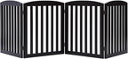 PAWLAND Wooden Freestanding Foldable Pet Gate for Dogs, 24 inch 4 Panels Step Over Fence, Dog Gate for The House, Doorway, Stairs, Extra Wide (Espresso, 24" Height-4 Panels)