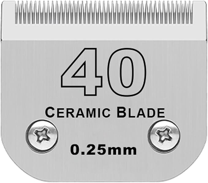 40# Detachable Dog Blades Compatible with Andis/Oster A5 Grooming | Compatible with wahl km10 dog clipper,Cut Length 1/100"(0.25mm),Made of Ceramic Blade & Stainless Steel Blade